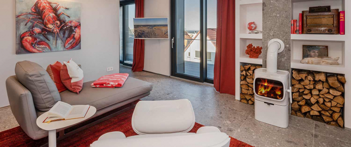 Appartement Ferienwohnung Lubmin Lobster Kamin