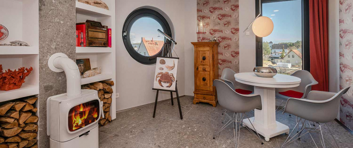 Appartement Ferienwohnung Lubmin Lobster Essbereich