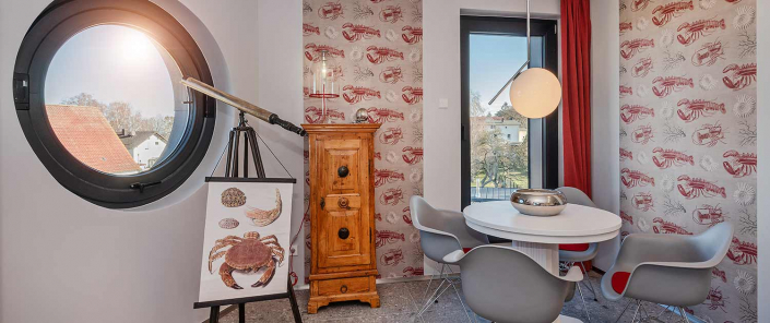 Appartement Ferienwohnung Lubmin Lobster Essbereich