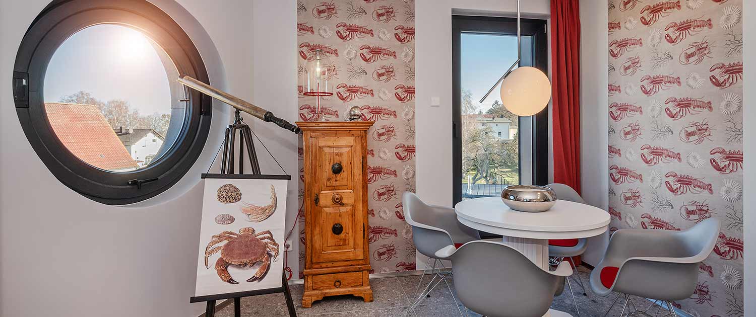 Appartement Ferienwohnung Lubmin Lobster Essbereich