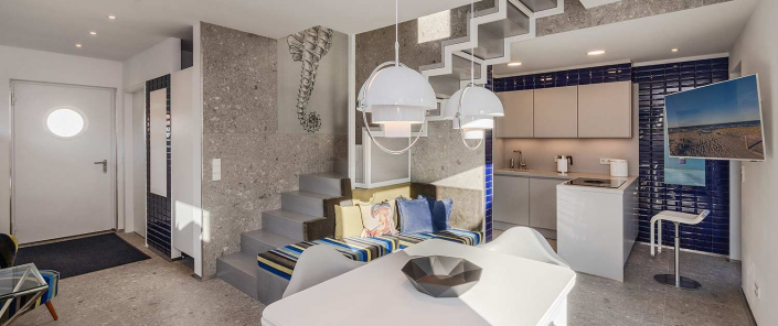 Appartement Ferienwohnung Lubmin Stormy Essbereich Wohnbereich